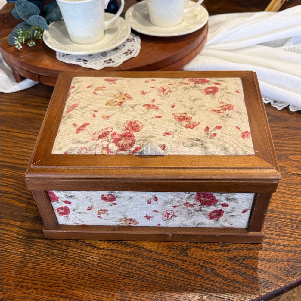 Floral Wooden Sewing Box